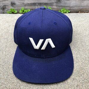 RVCA Mid Fit Snapback Hat Men's Blue Adjustable Cap Embroidered Logo Cotton​​